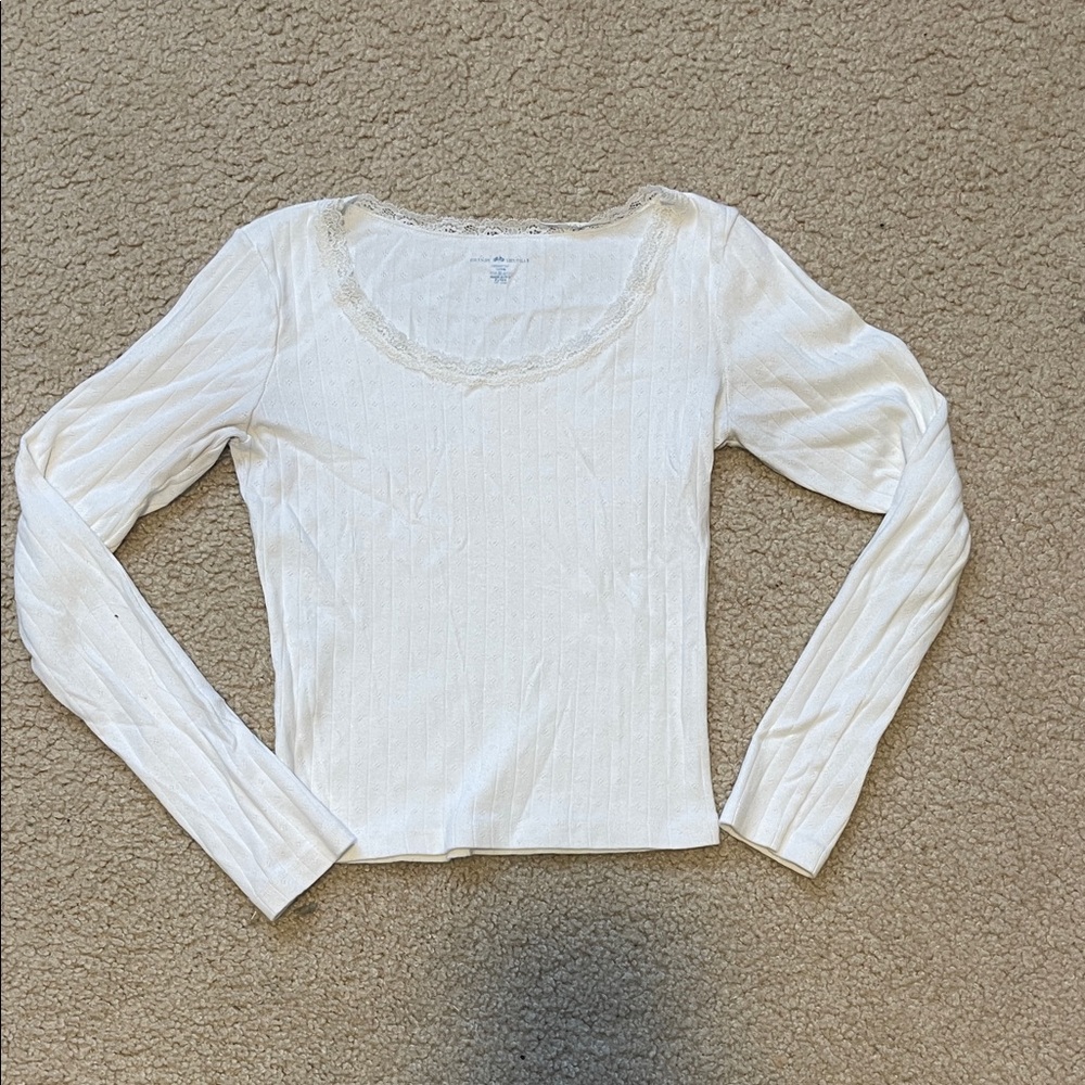 Brandy Melville White Long Sleeve Top
